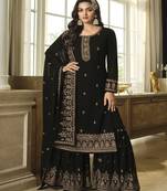 Beautiful Black Colour Palazzo Dress With Classy Looks In Georgette Fabric
