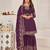 Amazing Looking Sharara Suit In Wine Colour Georgette Fabric With Designer Embroidery Work