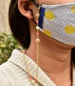 Pretty Peach With Golden Mesh Mask Chain 