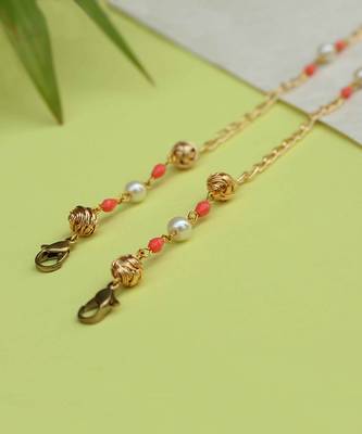 Pretty Peach With Golden Mesh Mask Chain  4