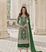 Green Color Net Fabric Salwar Suit In Net Fabric With Embroidery As