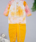 Multicolor printed silk blend boys-dhoti-kurta