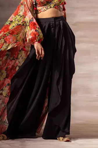 Black Satin Dhoti Pants