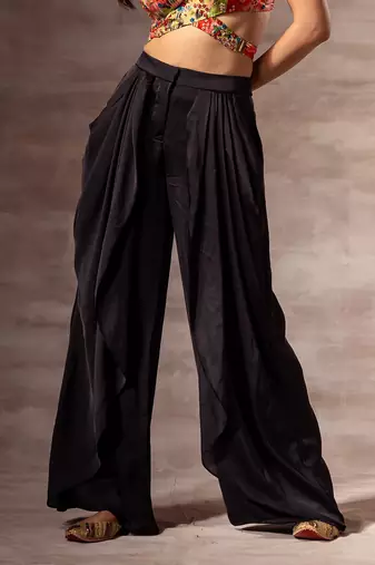 Black Satin Dhoti Pants