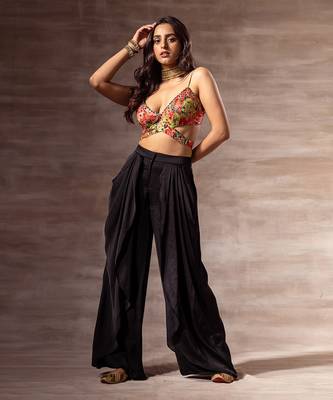Black Satin Dhoti Pants 1
