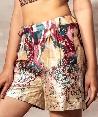 Ikat Raw silk Shorts 2