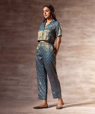 Teal Blue - Metallic Pants 1