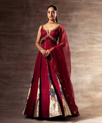 Ikat Mulberry silk Anarkali & Dupatta 2