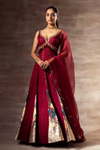 Ikat Mulberry silk Anarkali & Dupatta