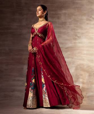 Ikat Mulberry silk Anarkali & Dupatta 3