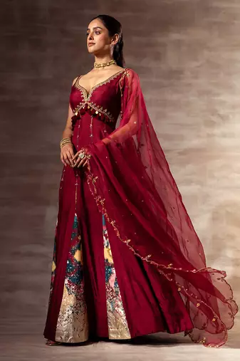 Ikat Mulberry silk Anarkali & Dupatta