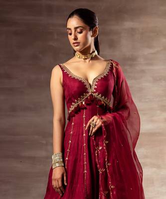 Ikat Mulberry silk Anarkali & Dupatta 5