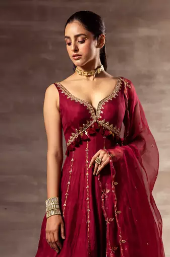 Ikat Mulberry silk Anarkali & Dupatta