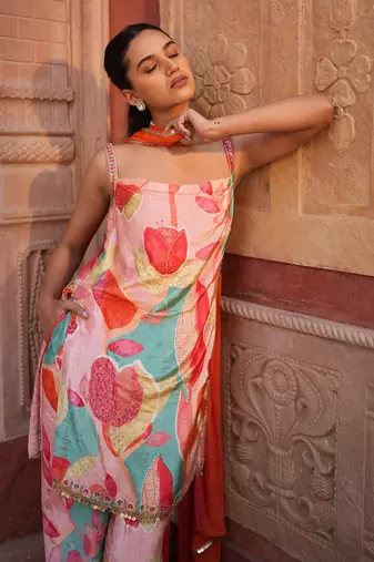Cowl Neck Kurti Set