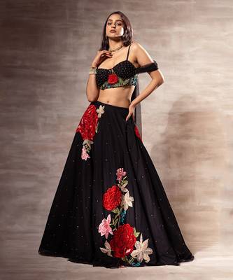 Black Floral Lehenga Set 1