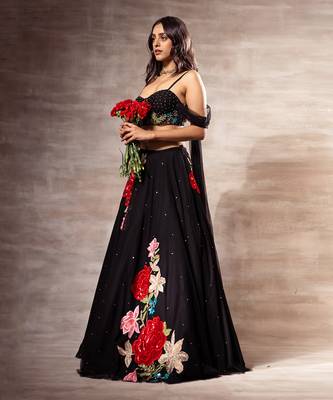 Black Floral Lehenga Set 2