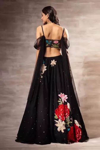 Black Floral Lehenga Set