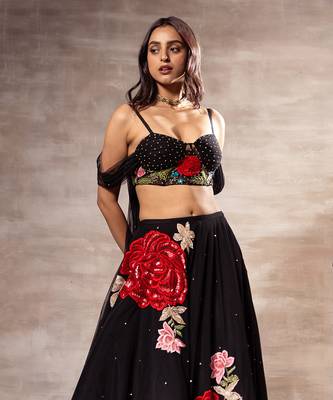 Black Floral Lehenga Set 4