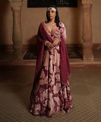 Floral Print Lahenga With Blouse And Dupatta 1