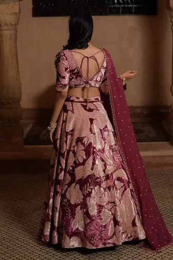 Floral Print Lahenga With Blouse And Dupatta