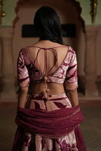 Floral Print Lahenga With Blouse And Dupatta