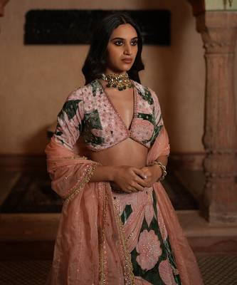 Floral Print Lahenga With Blouse And Dupatta 2