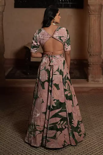 Floral Print Lahenga With Blouse And Dupatta