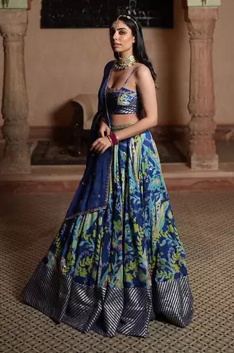 Lahenga And Dupatta With Gota Patti Work And Embroided Blouse