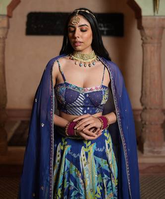 Lahenga And Dupatta With Gota Patti Work And Embroided Blouse 4