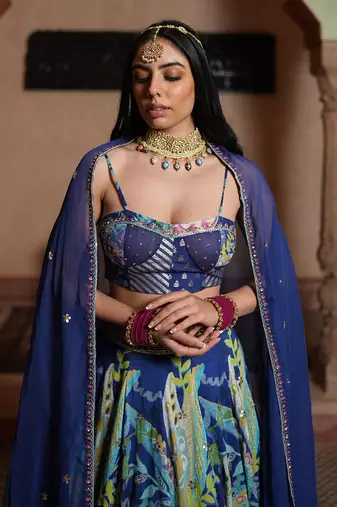 Lahenga And Dupatta With Gota Patti Work And Embroided Blouse