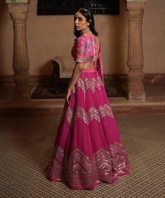 Lahenga, Blouse & Dupatta With Gota Patti Work And Hand Embroidery 2