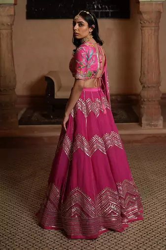 Lahenga, Blouse & Dupatta With Gota Patti Work And Hand Embroidery