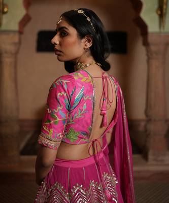 Lahenga, Blouse & Dupatta With Gota Patti Work And Hand Embroidery 3