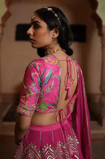 Lahenga, Blouse & Dupatta With Gota Patti Work And Hand Embroidery