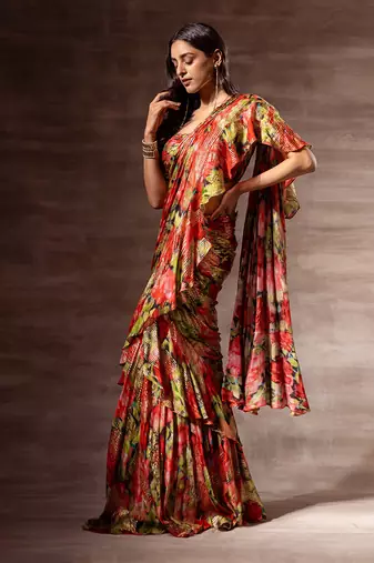 Pre- stitched saree