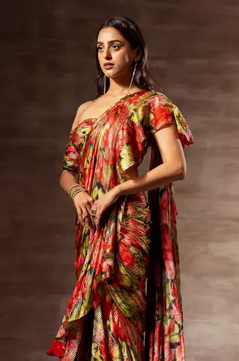 Pre- stitched saree