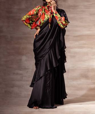 Pre- Draped ruffled saree 1