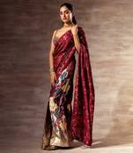 Ikat Print Mulberry silk Saree Set