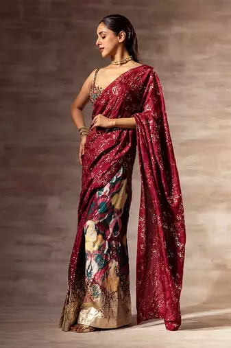 Ikat Print Mulberry silk Saree Set