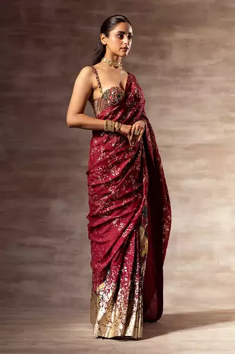 Ikat Print Mulberry silk Saree Set