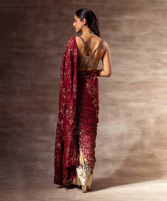 Ikat Print Mulberry silk Saree Set 4