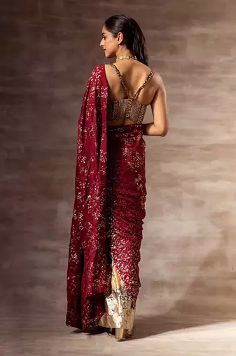 Ikat Print Mulberry silk Saree Set