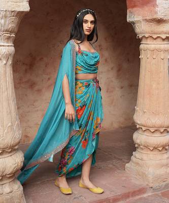Floral Bunch Printed Dhoti Set 1