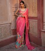 Pink Printed Saree Set