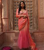 Godet Bottom Net Saree Set