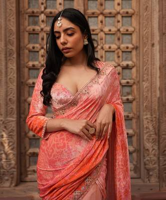 Godet Bottom Net Saree Set 2
