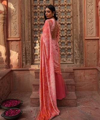 Godet Bottom Net Saree Set 4