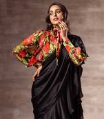 Ribbon bow shirt with golden drop shaped sequins