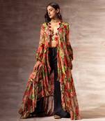 Red Rose Shrug with Ruffles and puffed sleeves