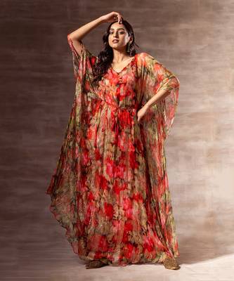 Red rose Kaftaan Dress 1
